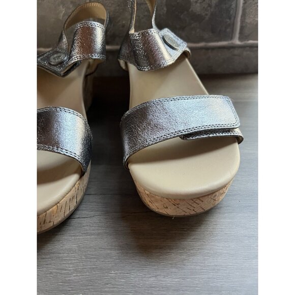 ABEO CORA Leather Sandals Size 8 With Cork Wedge Adjustable - Picture 10 of 15
